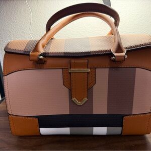 Striped Brown and Pink Handbag
